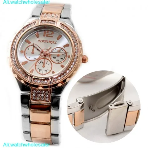 FW836E NATURAL Rose Gold + PNP Band Water Resist White Dial Women Bracelet Watch