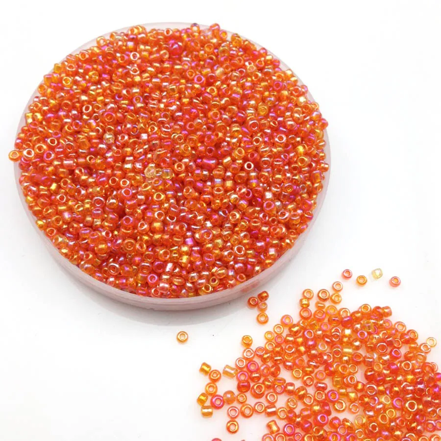 

16g 1000X 2mm 12/0 AB Orange Color Round Transparent Loose Spacer Beads Cezch Glass Seed Beads Handmade Jewelry DIY Garment Bead