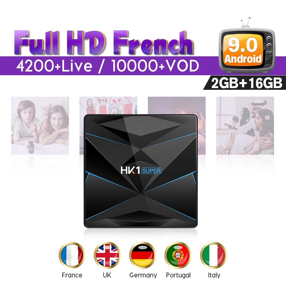 

4K SUBTV IPTV Subscription Android 9.0 Spain Germany TV receivers 2G 16G HK1Super IPTV Canada Italy Turkey Belgium Portugal
