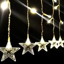4 м x 0,6 м 120 светодиодный наружный домашний Рождественский Декоративный Рождественский Сказочный занавес с пятиконечной звездой вечерние гирлянды для свадьбы