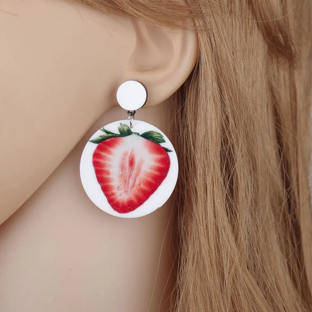 

Brand Cute Acrylic Berries Sweet Girl Women Drop Earrings New Cute Round Girl Kids Ladies Dangle Earring Fashion Jewelry Eardrop