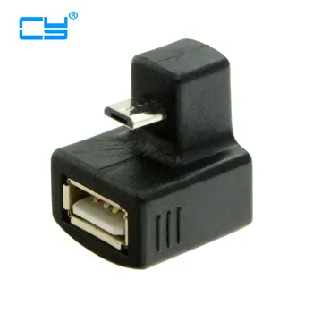 

180 Degree Up Right Angled Micro USB OTG to USB 2.0 Female Extension Adapter for Cell Phone & Tablet