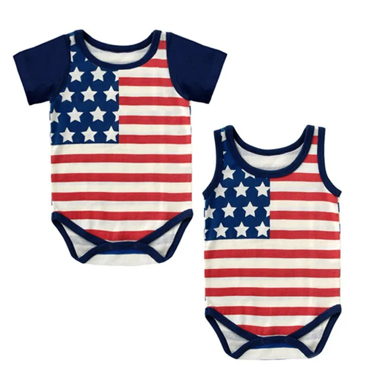 

Clearance Sale Baby Boy Summer Clothes American Style Vintage Outfits Sleeveless Baby Rompers Free Shipping