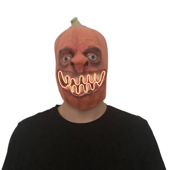 

Glowing Latex Pumpkin Head Mask Unique Halloween Mask Dress Up Props Festive Party Supplies