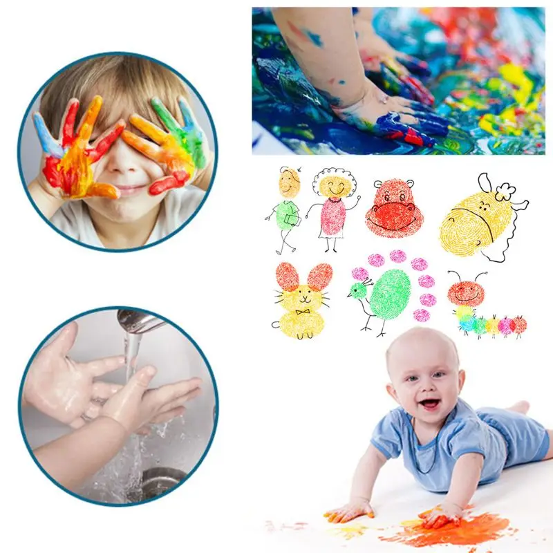 Ink Pad Baby Handprint Footprint Painting Colorful Fingerprint Kids Children Newborn Memory Gifts Collection Washable Pads