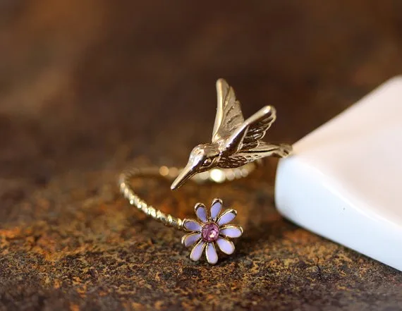 Humming Bird Flower Ring2