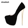 Aneikeh Big Size 41 42 43 44 45 Sexy Pumps Wedding Women Fetish Shoes High Heel Stripper Flock Pumps 16 cm Zapatos Mujer ► Photo 2/6