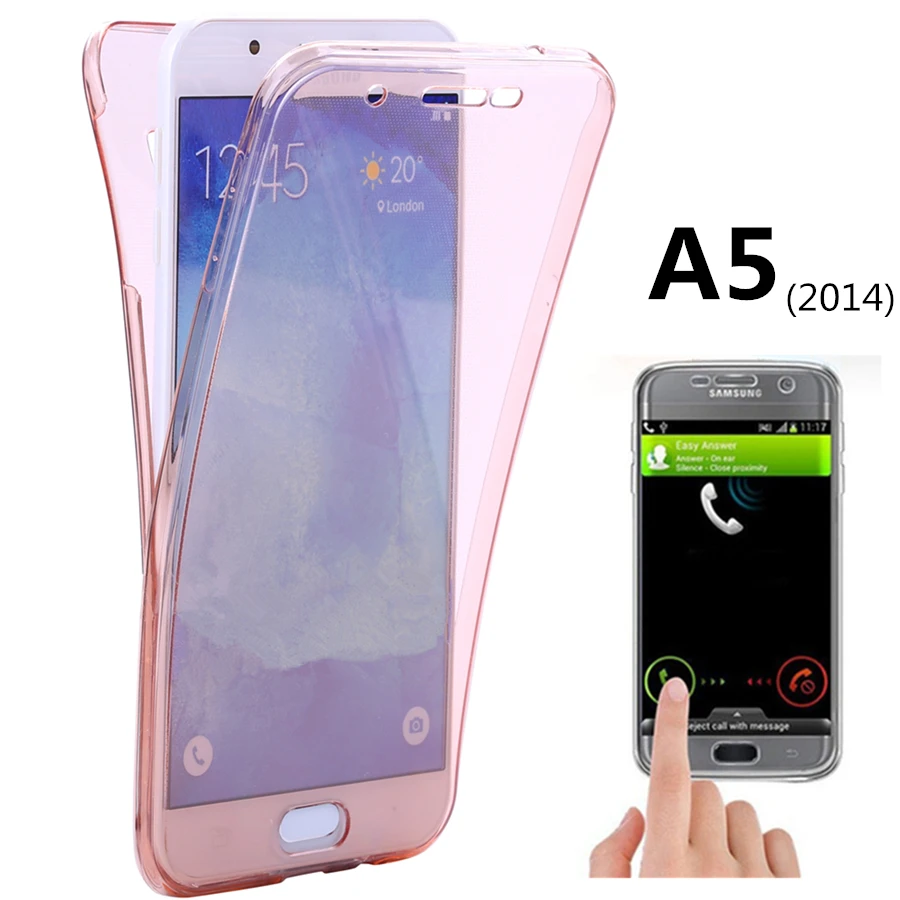 

A5-2014 Crystal Touch Full body Transparent Case for Samsung Galaxy A5 Cover Soft 360 Silicone Phone bag Cases for SM A500 A5