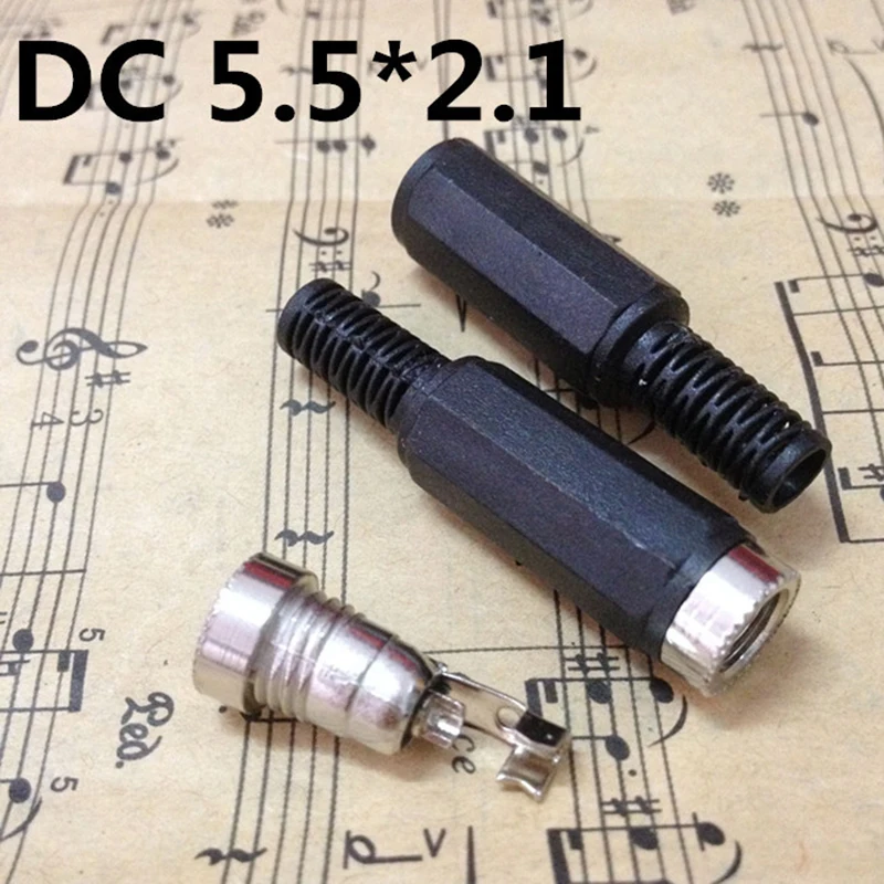 10pcs Male / Female DC Power Jack Plugs Socket Adapter Connector Outer diameter 5.5mm Inside diameter 2.1mm