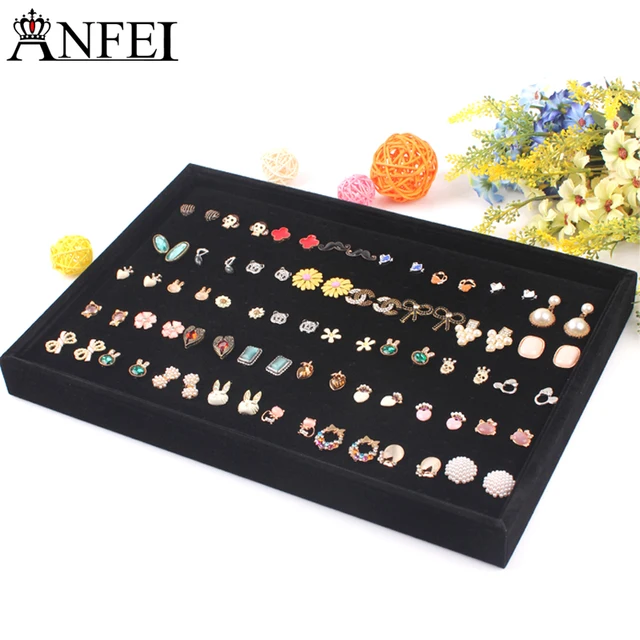Aliexpress Anfei Black Jewelry Display Ring Tray Stud Anfei Black Jewelry Display Ring Tray Stud Earring Plate Organizer Showcase Earrings Shelf Ear