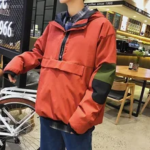 2017 Winter New Men’s Pocket Decoration Thicken Cotton-padded Clothes Casual In Warm Loose Parka Pure Color Hooded Coats M-2xl
