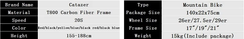 Catazer карбоновый горный велосипед 1" /19" 2" карбоновая рама 29er колеса 20 скоростей Профессиональный MTB велосипед дисковый тормоз велосипед