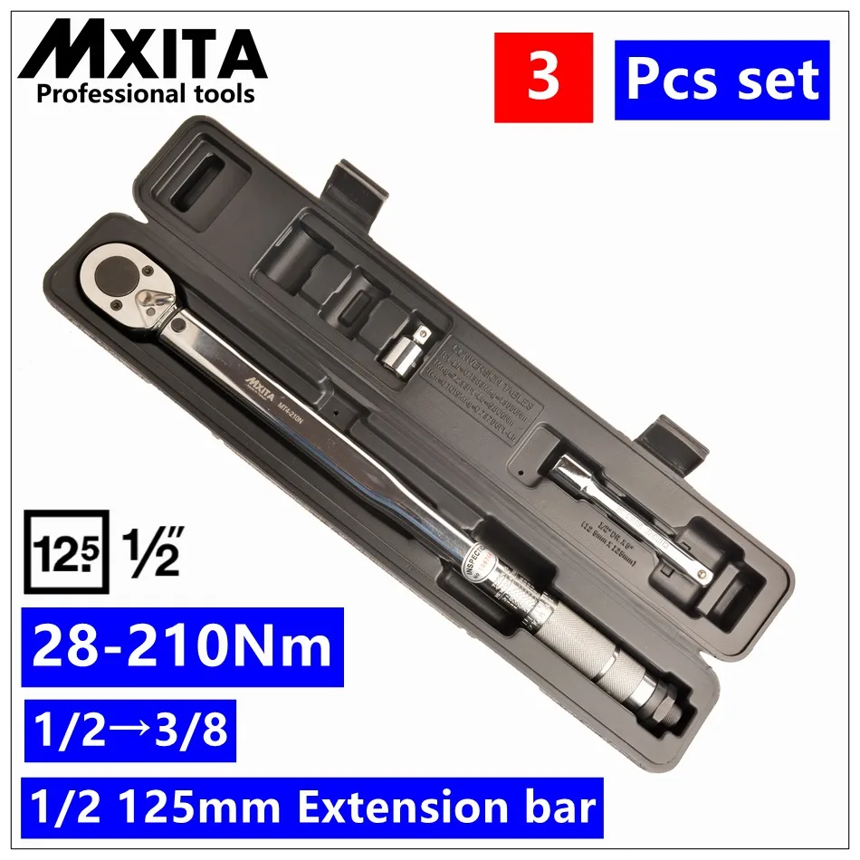 MXITA Dual Drive 1/" и 3/8" 28-210Nm динамометрический ключ универсальный ключ в коробке набор ручных инструментов