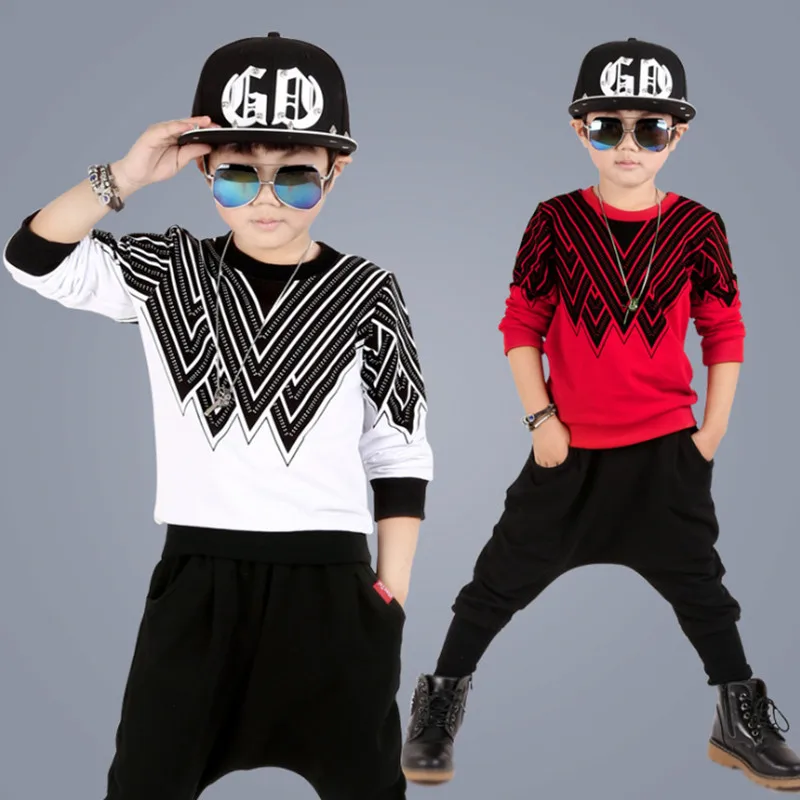 

Spring and Autumn 2016 new boys casual long-sleeved cotton two-piece children's sportswear size of street children dress tide