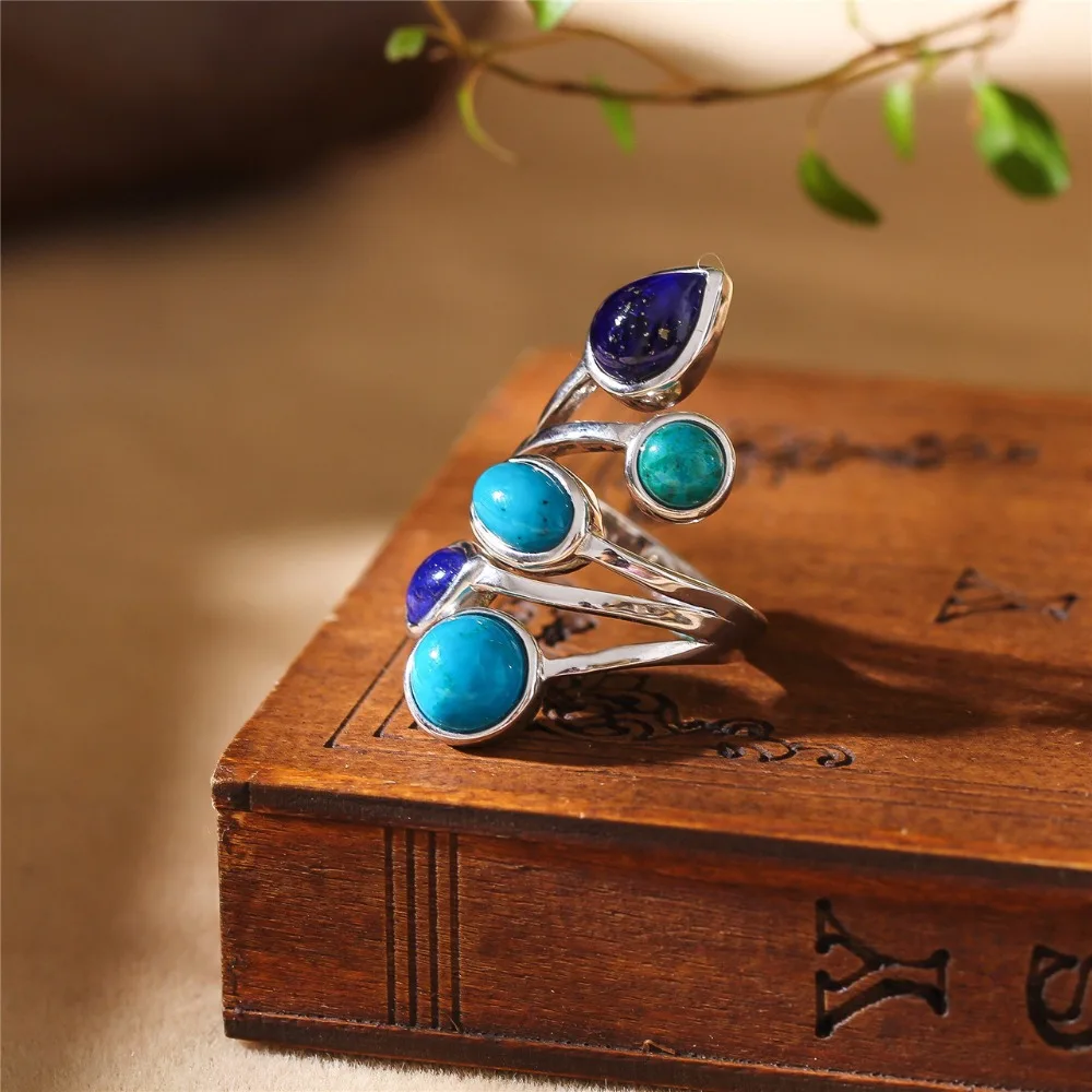 L&P Elegance Natural Gemstone Rings For Women 100% 925 Silver Ring , New Fashion Aajustable Jewelry Wholesale For Birthday Gift