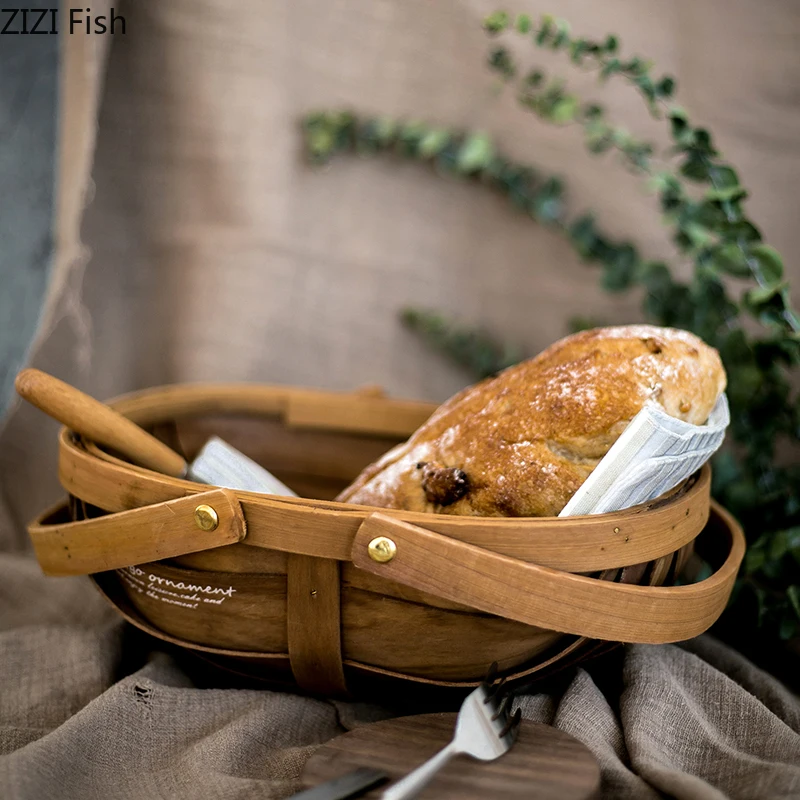 Креативная деревянная корзина для фруктов в скандинавском стиле, корзина для пикника, корзина для тыквы, домашняя кухонная для хранения, декоративные украшения