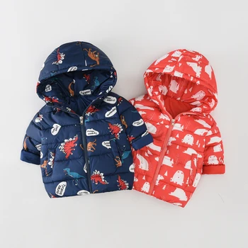 

JN8910 Children Autumn Winter Cotton Padded Clothes Jacket Baby Girl Cute Cartoon Printing Kids Coat Spring Boy Warm Outerwear