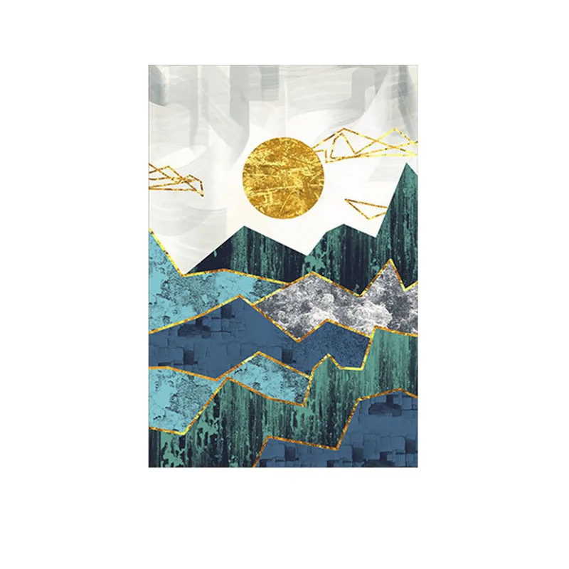 Скандинавских абстрактных геометрических горных настенных художественных картин золотое солнце художественный плакат печать Настенная картина для украшения гостиной