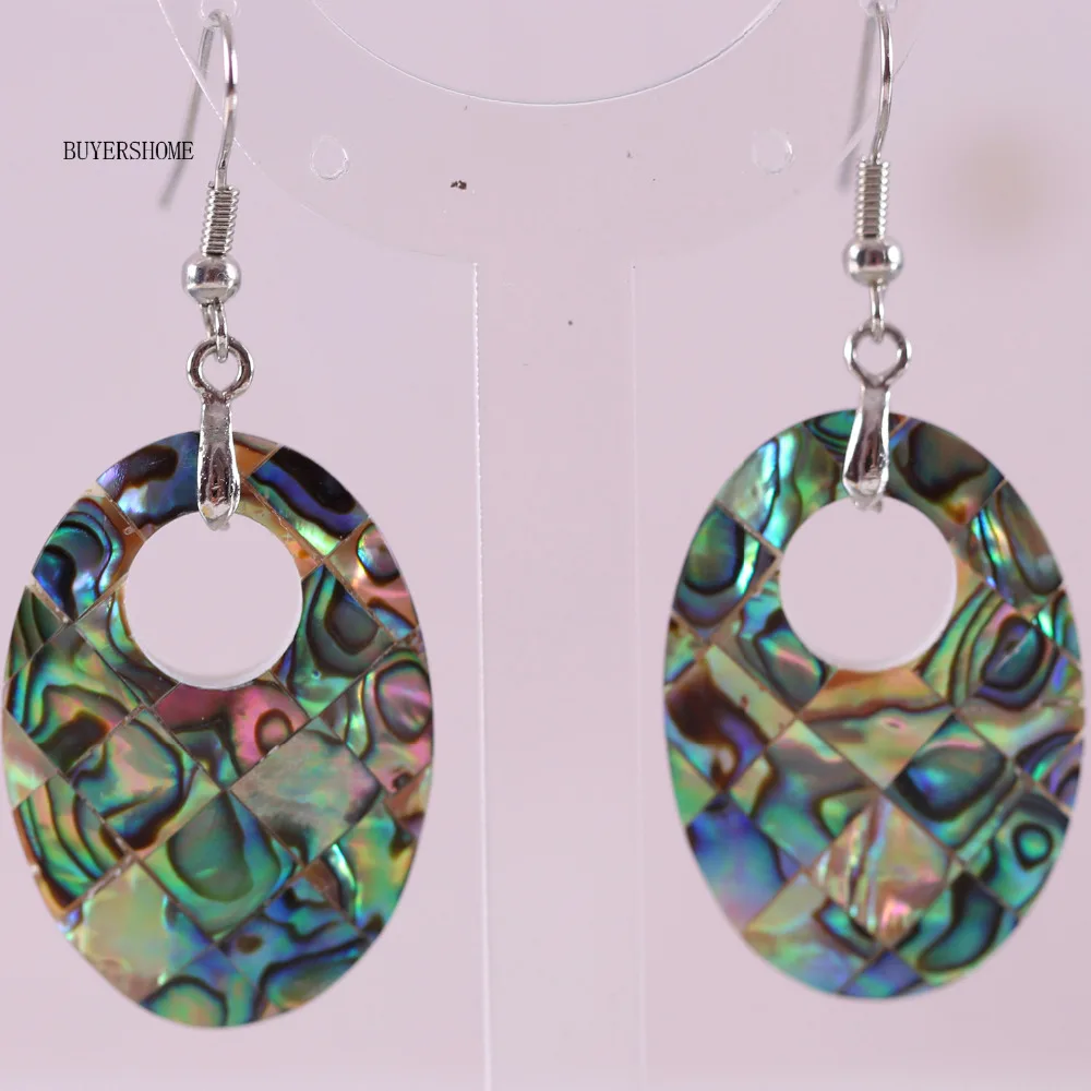 30x20MM Fashion Jewelrly Blue New Zealand Abalone Shell Dangle Earrings