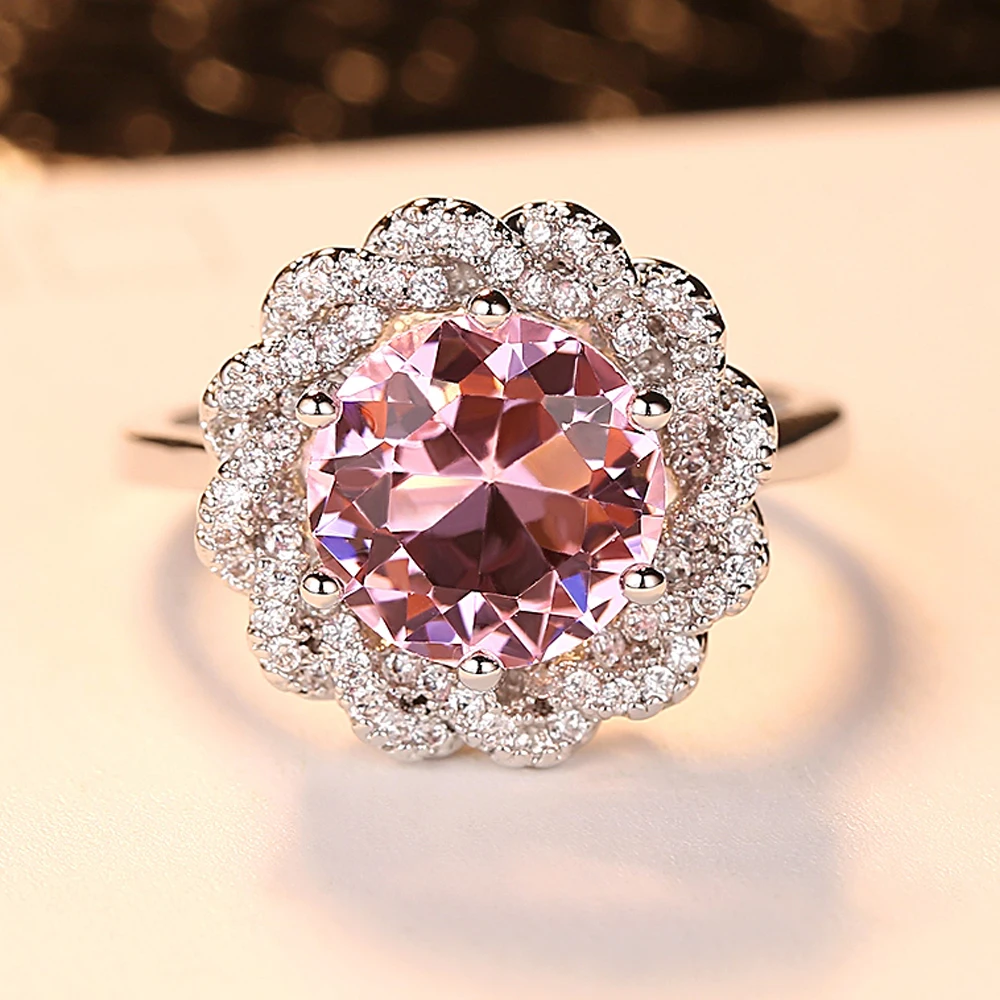 

sterling silver ring. Solid 925 Silver Rings for Women Elegant purple Crystal VUCMHDVW