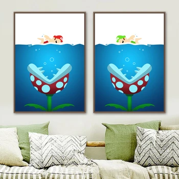 

Super Mario Bros game poster wall art painting poster and print picture for baby child boy room decoration canvas painting A361