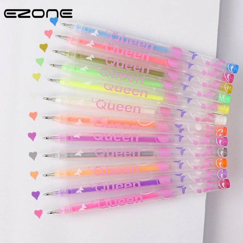 

EZONE 2PCS Highlight Pen Cute Candy Color Black Cardboard Pens 0.8mm Colorful Refills For Children Painting Students Stationery