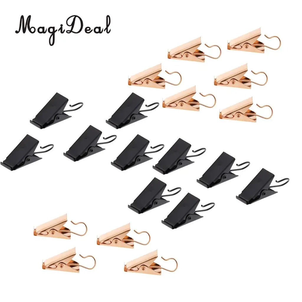 60Pcs Heavy Duty Window Curtain Clips with Hook Clamps Hanger Hanging Clips Gold+Black
