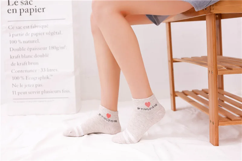 10 пар низкая английские буквы для новых женщин хлопковые носки Harajuku если вы любите меня носки женщина