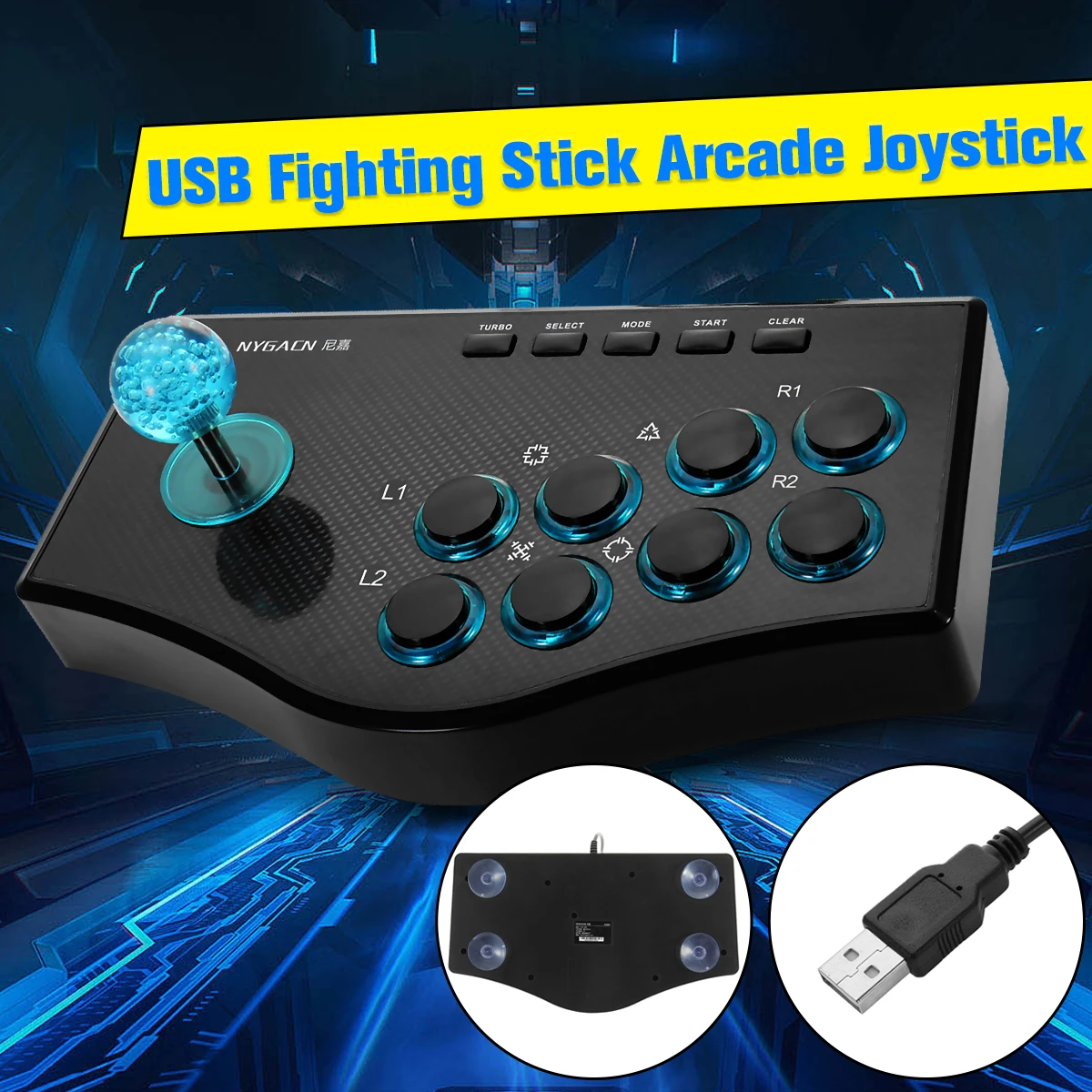 baratas USB Joystick de Arcade Luta da Vara Roqueiro Gamepad Controlador de Jogo Para PS3 PC Para Android Plug And Play de Luta de Rua sentimento