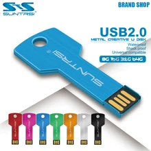 Suntrsi Mini USB Flash Drive 8GB 16GB 32GB Memory Stick USB2.0 Flash Drive 64GB External Storage Metal Pendrive With Custom LOGO