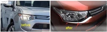 Accessories For Mitsubishi Outlander 2013 2014 Front Head Light Lamp Eyelid Eyebrows Lid Molding Cover Kit Trim 2 Piece / Set