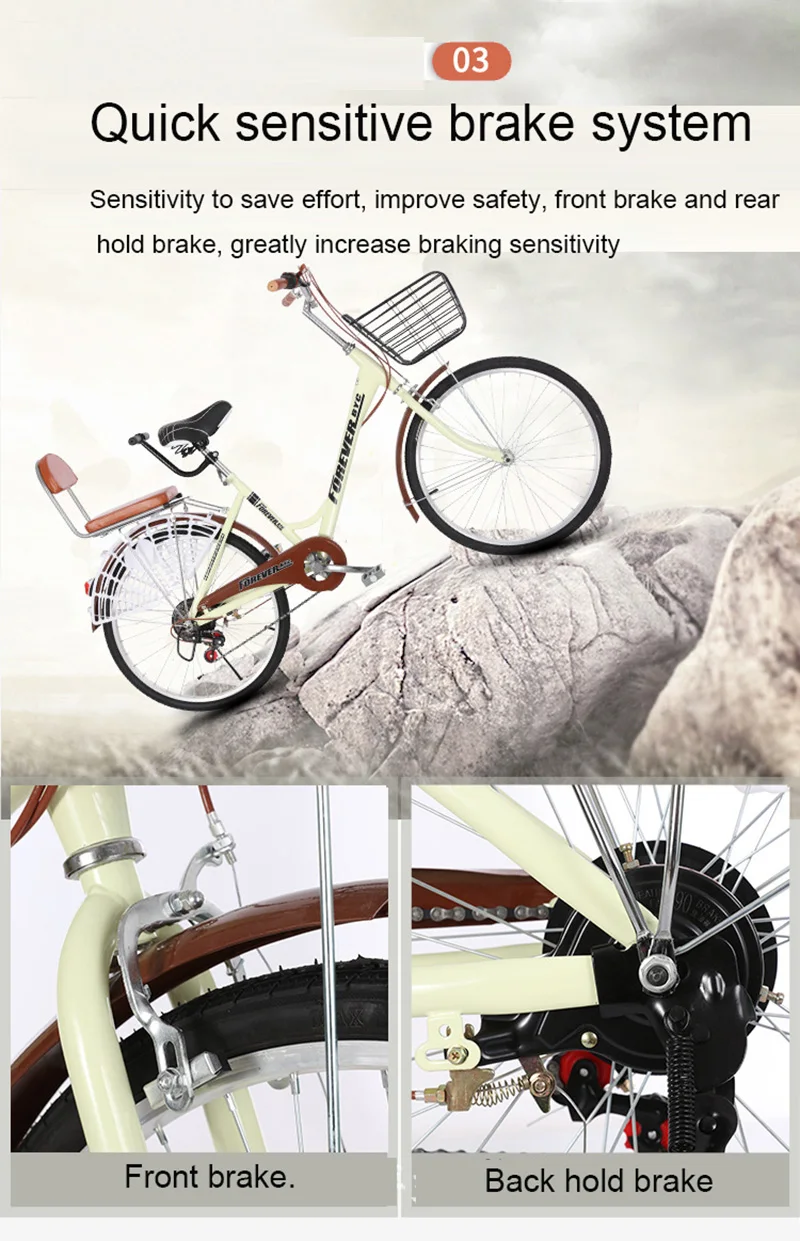 Excellent 24-Inch Adult Bicycle Men And Women Variable Speed Commuter Bike City Retro Portable Step Princess Student 0