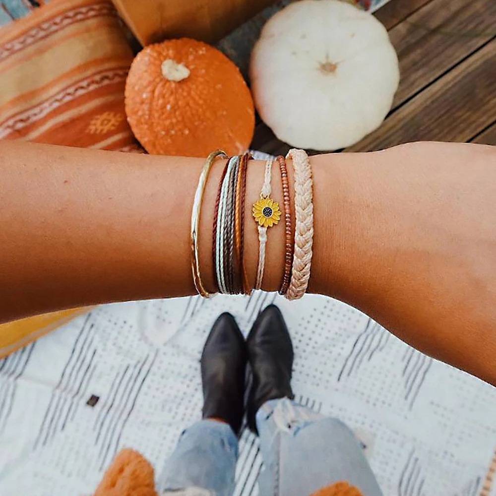 5 قطعة/المجموعة البوهيمي الملونة الرجعية عباد الشمس مطرز جلدية حبل اليد أسورة منسوجة مجموعة النساء حزب مجوهرات الزفاف اكسسوارات 5 قطعة/المجموعة البوهيمي الملونة الرجعية عباد الشمس مطرز جلدية حبل اليد أسورة منسوجة مجموعة النساء حزب مجوهرات الزفاف اكسسوارات