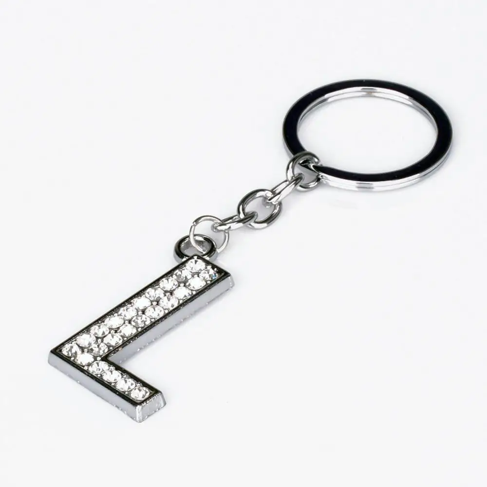Fashion Letter L Keychain Women Men Jewelry Keyring Charms Rhinestone