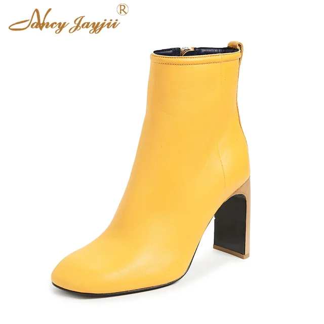 ladies yellow ankle boots