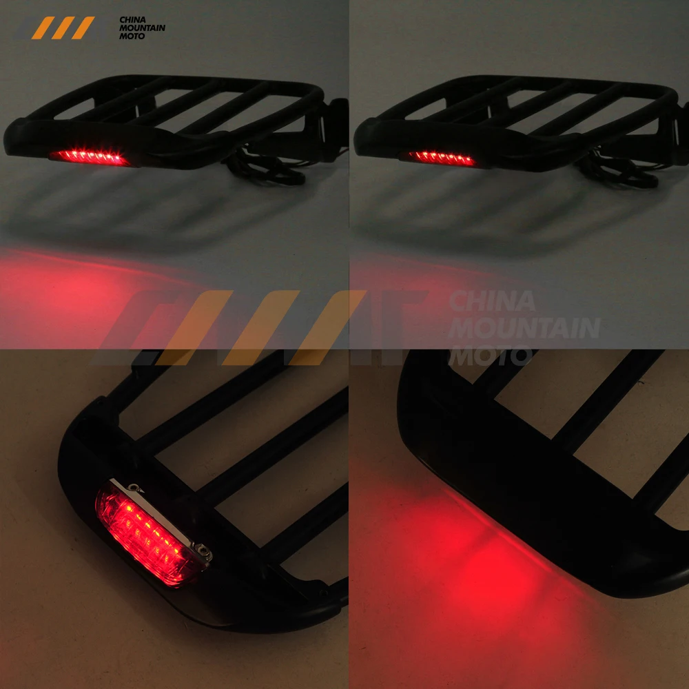 

Two-Up Luggage Rack w/LED Light case for Harley Sportster XL Dyna Softial 1984-2017