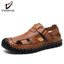 VESONAL/Новинка года; мужские сандалии из натуральной кожи; летняя Модная Повседневная Удобная мужская обувь; качественные сандалии ручной работы