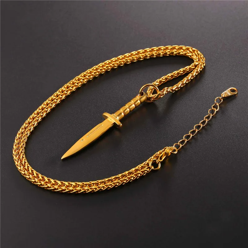 Starlord Dagger/ожерелье «меч» кулон из нержавеющей стали/золотой цвет Веревка Цепь для мужчин оружие хип-хоп Байкер ювелирные изделия GP2468