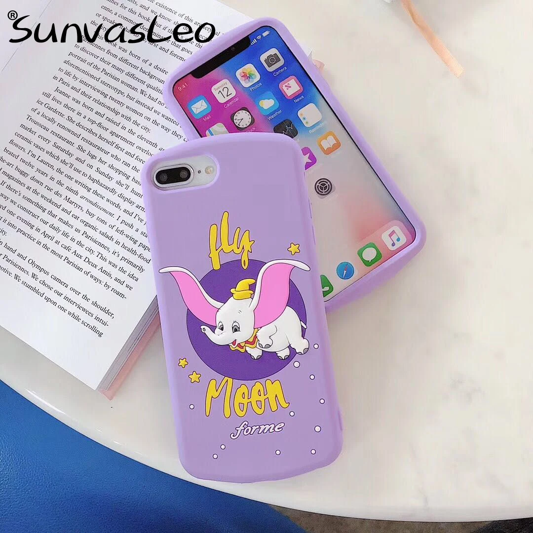 

For iPhone 6 6s 7 8 / Plus X XS XR XS Max 3D Cartoon Fly Elephant Soft Silicone Case Cell Phone Back Cover Shell Fundas Coque
