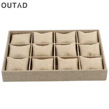 OUTAD 12 Слот часы шкатулка Подушка Стиль толщиной конопли Дисплей случай ювелирных изделий Цепочки и ожерелья серьги контейнер Relojes намотки