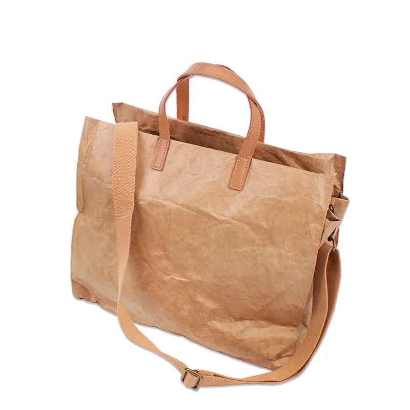 

Designer Korean Fashion Kraft Paper Tote Bag for Women 2018 High Quality Chic Handbag Large Shopping Crossbody Bag Bookbag