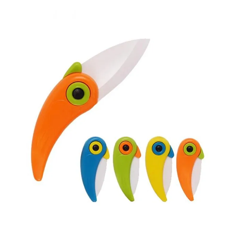 

Mini Blade Ceramic Pare Peel Peeler Pocket Fold Knife Cut Slice Picnic Lunch Fruit Cutlery Cutter Bird Vegetable Kitchen bag box