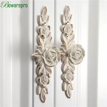 bowarepro Antique Rose Cabinet Handle Door Drawer Dresser Cupboard Pull Handle and Knob Kitchen Ceramic Cabinet Knob Rose Flower