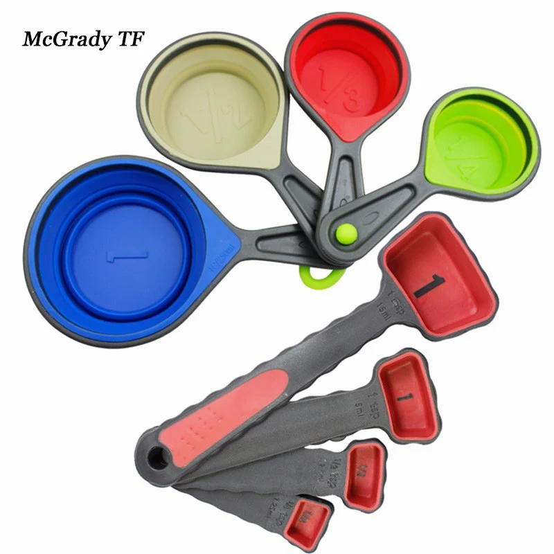 

Mac New 8pcs/set Food Grade Silicone Collapsible Folding Measuring Cup And Spoon Set Kitchen Bakeware