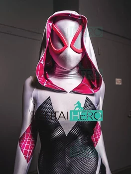 

Free Shipping 3D Printed Gwen Stacy Spiderman Cosplay Costume Hooded Spider-Man: Into the Spider-Verse Gwen Halloween Costume