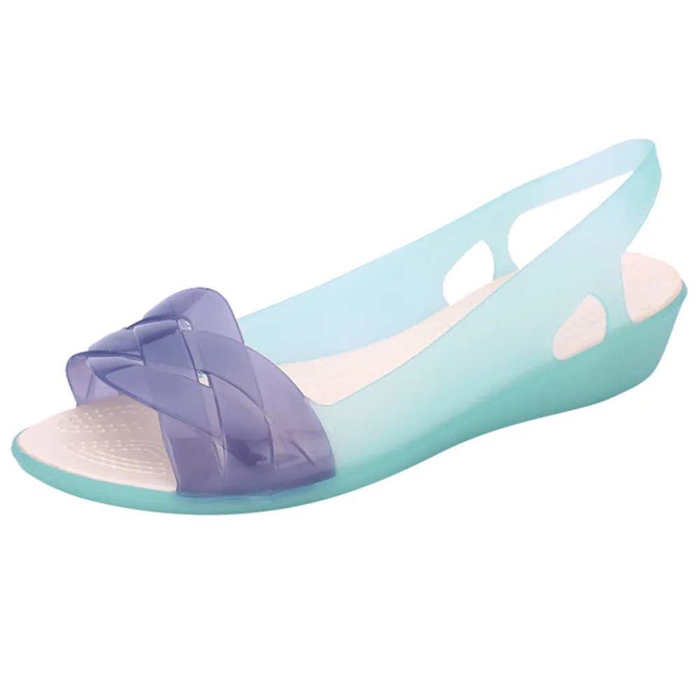2019 women's beach sandals jelly shoes flat sandals soft color candy summer casual sandals gladiator sandals ladies 40J25 (2)