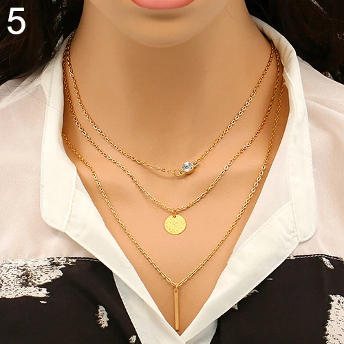 Bluelans Multilayer Gold Chain Beads Hamsa Fatima Hand Charm Necklace | Украшения и аксессуары