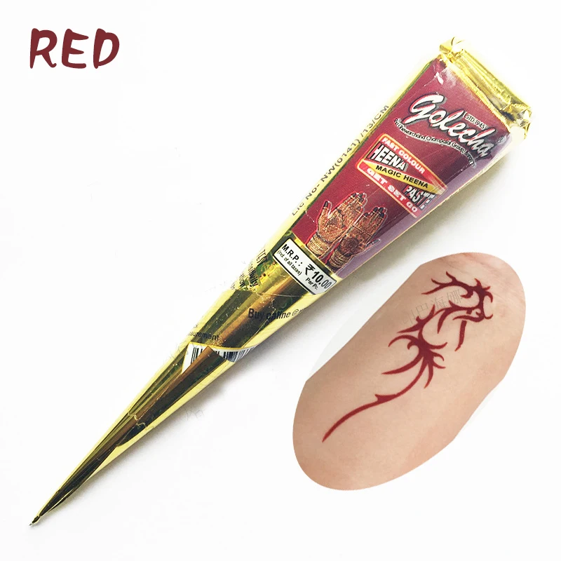 Body-Paint-Indian-GOLECHA-Henna-Cones-Red-Color-1Piece-Temporary-Tattoo-Kits-Body-Art-Ink