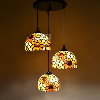 

Fashion Rustic Dining Room Tiffany sunflower Pendant Light Bar Lighting