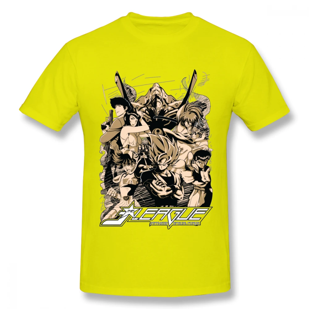 Ретро дизайн японского аниме Sainte Seiya Son Goku ковбой Bebop Himura Kenshin YuYu Hakusho футболка Классическая футболка с героями мультфильмов - Цвет: Цвет: желтый